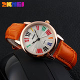 Skmei Famous Brand Watches Women Fashion Retro Luxury Clock Female Casual Ladies Leather Strap Quartz Watch Women Wristwatches