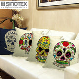 Skull Printed 45x45cm/17.7x17.7'' Linen Cushion For Sofa Decorative Throw Cotton Sofa Decor Couch