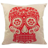 Skull Printed 45x45cm/17.7x17.7'' Linen Cushion For Sofa Decorative Throw Cotton Sofa Decor Couch