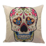 Skull Printed 45x45cm/17.7x17.7'' Linen Cushion For Sofa Decorative Throw Cotton Sofa Decor Couch