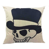 Skull Printed 45x45cm/17.7x17.7'' Linen Cushion For Sofa Decorative Throw Cotton Sofa Decor Couch