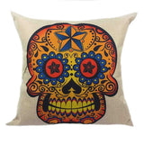 Skull Printed 45x45cm/17.7x17.7'' Linen Cushion For Sofa Decorative Throw Cotton Sofa Decor Couch