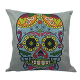 Skull Printed 45x45cm/17.7x17.7'' Linen Cushion For Sofa Decorative Throw Cotton Sofa Decor Couch