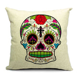 Skull Printed 45x45cm/17.7x17.7'' Linen Cushion For Sofa Decorative Throw Cotton Sofa Decor Couch
