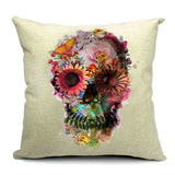 Skull Printed 45x45cm/17.7x17.7'' Linen Cushion For Sofa Decorative Throw Cotton Sofa Decor Couch