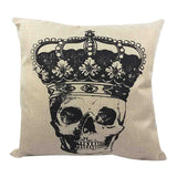 Skull Printed 45x45cm/17.7x17.7'' Linen Cushion For Sofa Decorative Throw Cotton Sofa Decor Couch