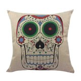 Skull Printed 45x45cm/17.7x17.7'' Linen Cushion For Sofa Decorative Throw Cotton Sofa Decor Couch