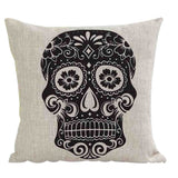 Skull Printed 45x45cm/17.7x17.7'' Linen Cushion For Sofa Decorative Throw Cotton Sofa Decor Couch
