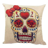Skull Printed 45x45cm/17.7x17.7'' Linen Cushion For Sofa Decorative Throw Cotton Sofa Decor Couch