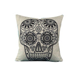 Skull Printed 45x45cm/17.7x17.7'' Linen Cushion For Sofa Decorative Throw Cotton Sofa Decor Couch