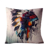 Skull Printed 45x45cm/17.7x17.7'' Linen Cushion For Sofa Decorative Throw Cotton Sofa Decor Couch