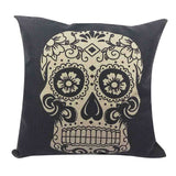 Skull Printed 45x45cm/17.7x17.7'' Linen Cushion For Sofa Decorative Throw Cotton Sofa Decor Couch