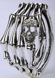 Skull skeleton hand bone bracelet bangle biker gothic halloween jewelry gifts for women