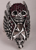 Skull wings cross snake stretch ring for women gothic punk biker jewelry 