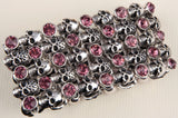 Skull skeleton stretch bracelet for women biker cuff punk halloween crystal jewelry fashion