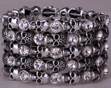 Skull skeleton stretch bracelet for women biker cuff punk halloween crystal jewelry fashion