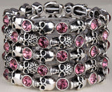 Skull skeleton stretch bracelet for women biker cuff punk halloween crystal jewelry fashion