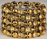Skull skeleton stretch bracelet for women biker cuff punk halloween crystal jewelry fashion