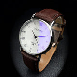 Splendid Luxury Brand Fashion Faux Leather Blue Ray Glass Men Watch Quartz Analog Business Wrist Watches