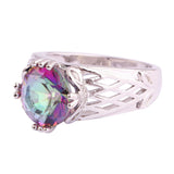 Splendide Round Cut Rainbow Mystic Sapphire Silver Women Ring Fashion Jewelry