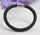 Stainless Steel Bangle Men Leather Cord Bracelet&Bangle Black Color Leather Bracelet For Men Wristband Rope Braided Jewelry