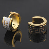 Stainless Steel Earrings Stud pendientes brincos jewelry 2016, Round Greek Key Women or Men Earrings Punk Rock