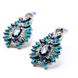 Statement Trendy Jewelry Elegant Shiny Resin Stone Blue Plant Stud Earrings