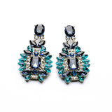 Statement Trendy Jewelry Elegant Shiny Resin Stone Blue Plant Stud Earrings