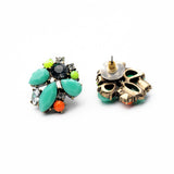 Statement Trendy Jewelry Shiny Green Resin Plant Stud Earrings For Women