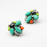 Statement Trendy Jewelry Shiny Green Resin Plant Stud Earrings For Women