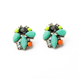 Statement Trendy Jewelry Shiny Green Resin Plant Stud Earrings For Women