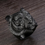 Steel soldier Domineering Tiger Head Ring Stainless Steel Unique Animal Ring For Man Biker Punk Style 