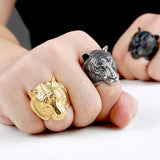 Steel soldier Domineering Tiger Head Ring Stainless Steel Unique Animal Ring For Man Biker Punk Style 