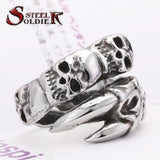 Steel soldier New Open Skull Hand Ring Stainless Steel Man's Fashion Jewelry Biker Punk Jewelry