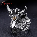 Steel soldier Stainless Steel goat Ring New men vintage Jewelry