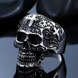 Steel soldier cross skull stainless ring punk men retro jewelry new style factory price skull ring for men