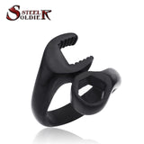 Steel soldier mix color unusual Hot Sale 316L Titanium Stainless steel Punk Biker Wrench Man rings jewelry