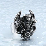 Steel soldier retro snake biker ring stainless steel punk personality motor cycle men adjustable jewelry