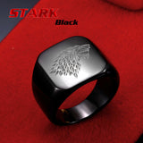 Steel soldier stainless steel men movie style game of thrones fashion popular ring ice wolf men titanium steel jewelry