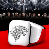 Steel soldier stainless steel men movie style game of thrones fashion popular ring ice wolf men titanium steel jewelry