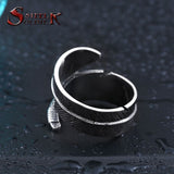 Steel soldier wholesale stainless steel feather with stone opening ring popular jewelry