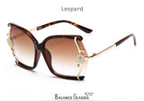 Stylish large Butterfly Sunglasses for women brand designer eyewear metal Flower Frame 7 colour oculos de sol feminino