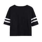 Summer Cropped Top 2016 Female BROOKLYN 76 Print Number Top Casual Short Sleeve Letters Print Monogrammed Crop T-Shirt