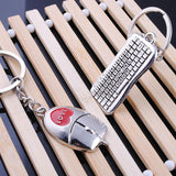Mouse and Keyboard Shaped Metal Keychain