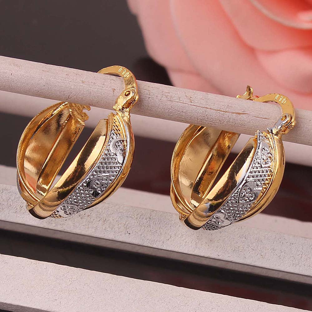 The Most Popular Products Double Color Arc 18K Gold/Silver Hoop Earrings For Women Fashion Jewelry