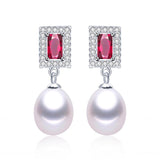 Top Quality Beautiful Crystal Drop Earrings For women white pink purple 925 silver earrings Valentine's Day Gift for wife