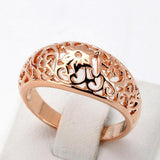 Top Quality Flower Hollowing craft Rose Plated Ring Fashion Jewelry Full Sizes 