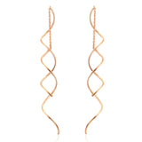 Top Quality Simple Spiral Ear Line White & Rose Gold Plated Fashion Earrings Jewelry 