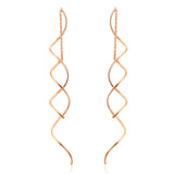 Top Quality Simple Spiral Ear Line White & Rose Gold Plated Fashion Earrings Jewelry