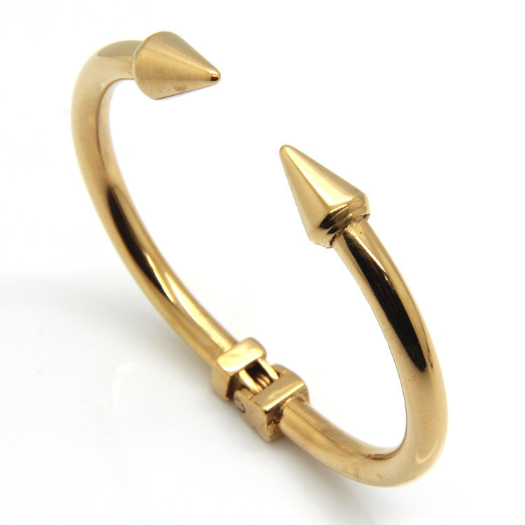 Top Quality Stainless Steel Jewelry Conical Arrows Bracelets & Bangles Wholesale 18K Gold Cone Nail Cuff Bracelet For Women